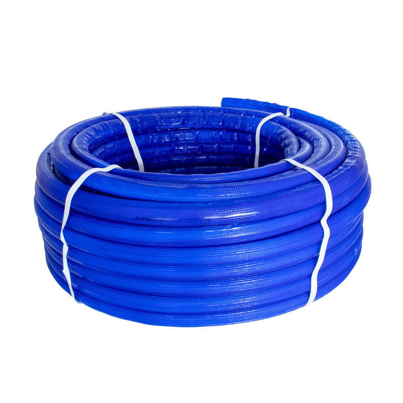 Blue pre-insulated MLCP pipe coil