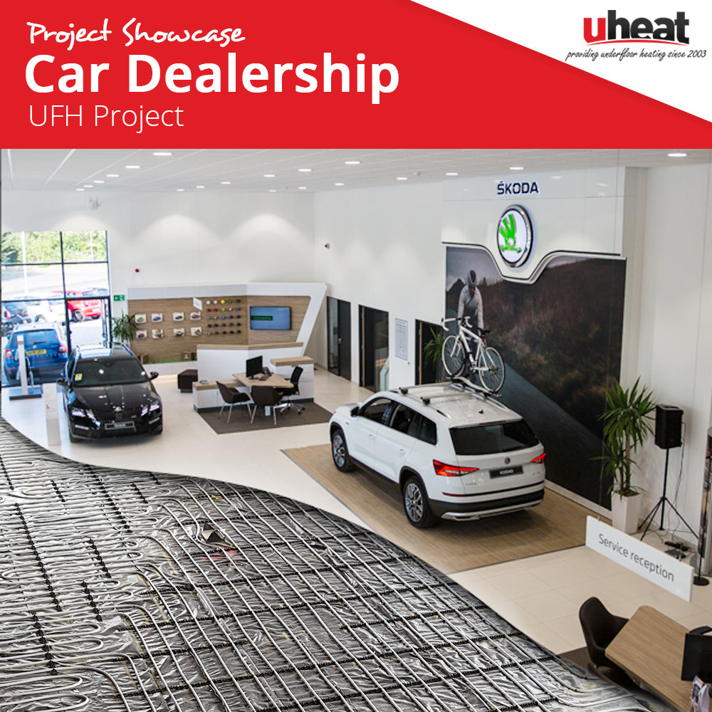 Skoda West End Garage commercial underfloor heating project in Stirling