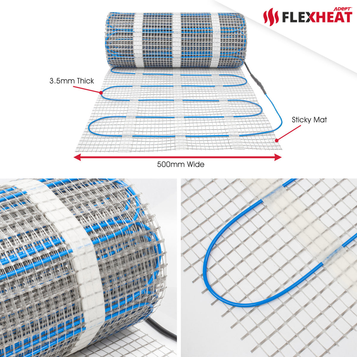 Flexheat 100W/m2 Electric Underfloor Heating Mat