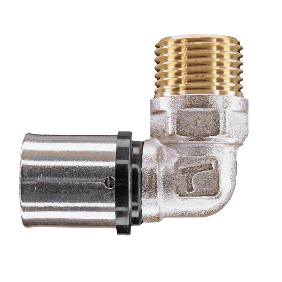 20mm x 1/2" MLCP Elbow Brass Press Fitting with 1/2" Male Adaptor