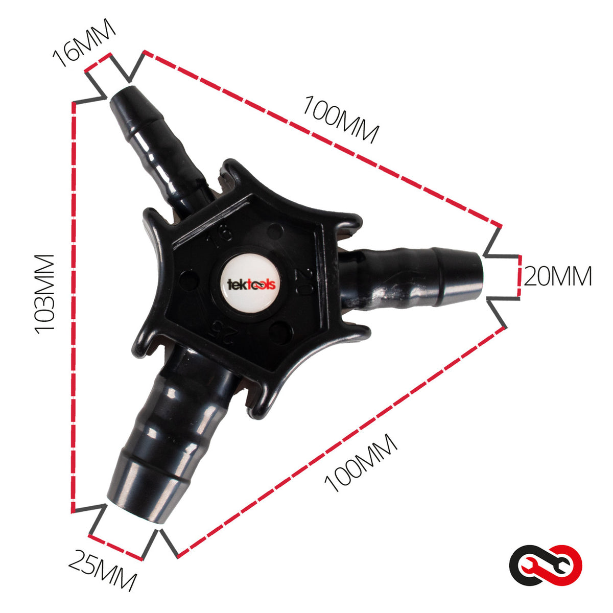 Tektools Underfloor Heating Pipe Reamer / Beveller - 16, 20, 25 - Dimensions