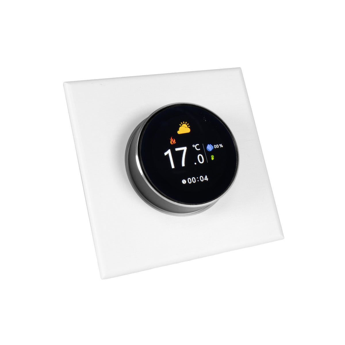 Adept Smart Dial WiFi Thermostat - White - Home Screen Display Angled