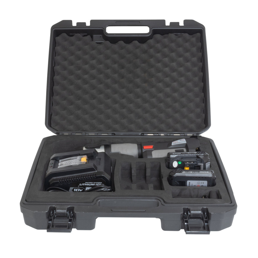 TekTools TZ1930 Cordless Press Tool - (With Charger & 2 Batteries) - Open Case View Of Kit
