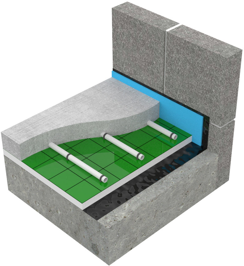 Typical AD-CLIP in-screed water underfloor heating floor build-up