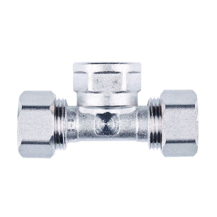 25mm x 1/2"F x 25mm MLCP Compression Tee with 1/2" Female Thread