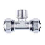 16mm x 1/2"M x 16mm MLCP Compression Tee with 1/2" Male Thread